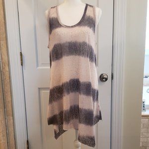 Anthropologie Everleigh Playa Cream and Charcoal Striped Tunic, Size Large